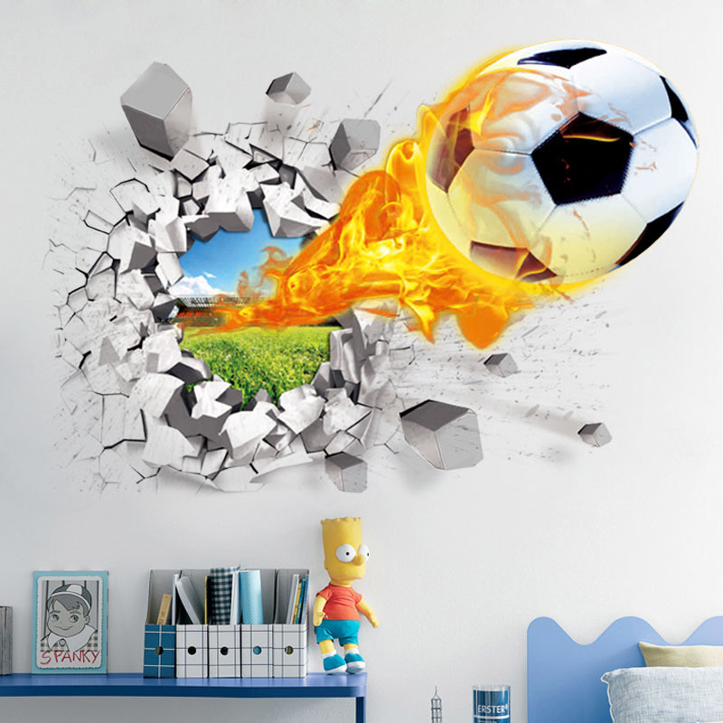 3D Football Broken Wall Sticke - Blister Plaster Sport ulasan dan harga